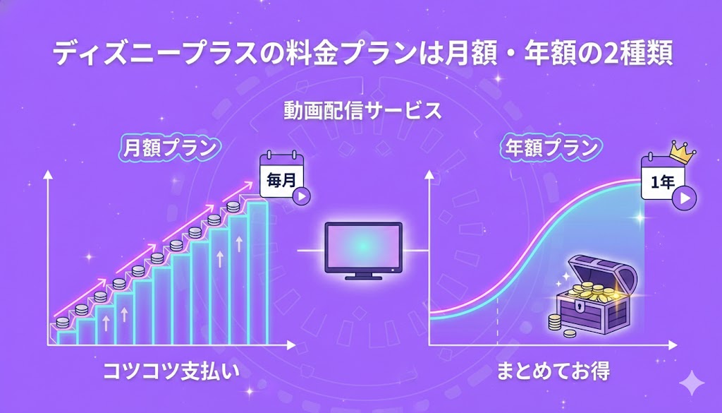 ディズニープラスの料金プランは月額・年額の2種類