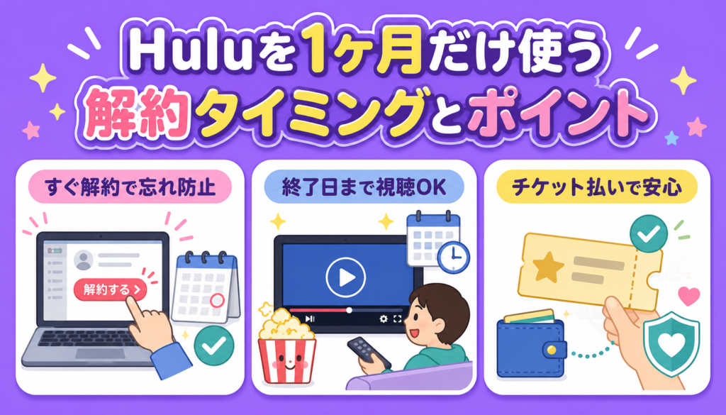 Huluを1ヶ月だけ使う際の解約のタイミングとポイントを紹介