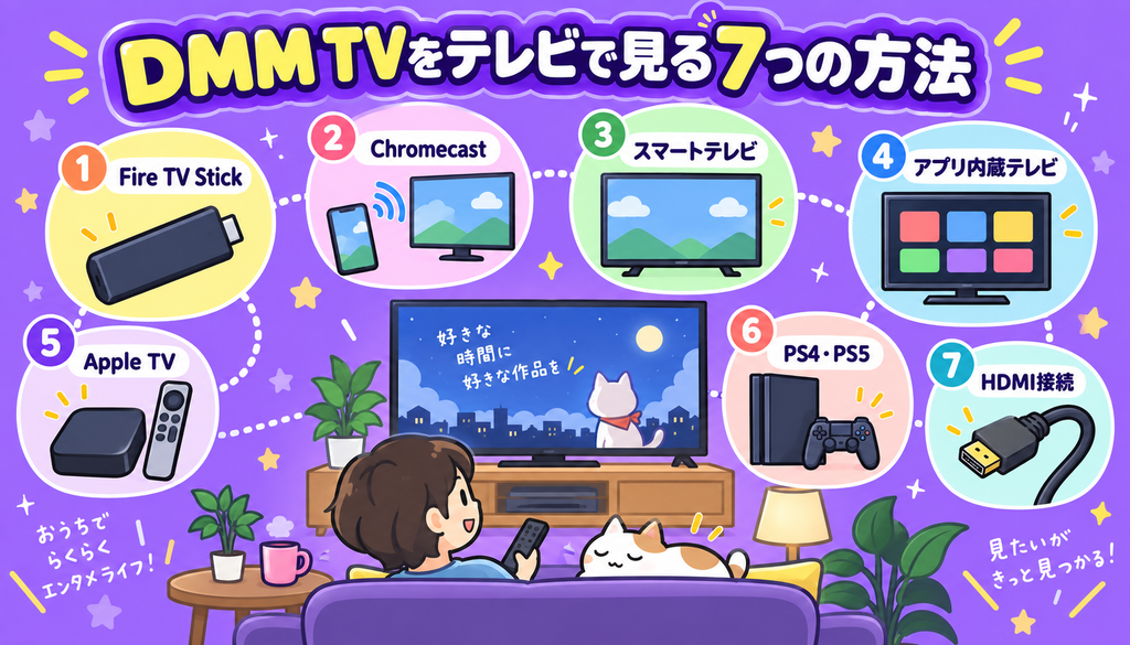 DMM TVをテレビで見る7つの方法を紹介