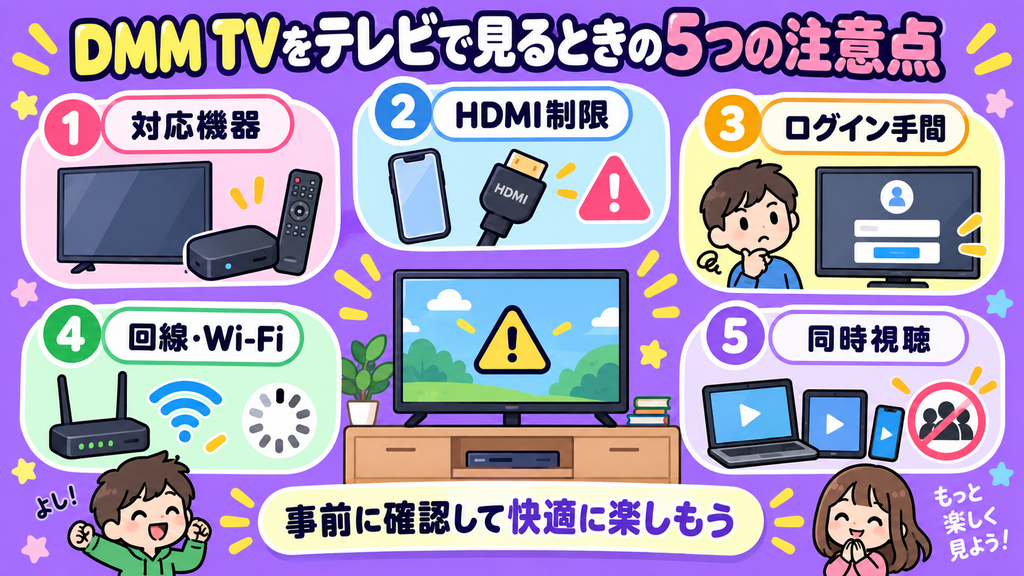 DMM TVをテレビで見るときの5つの注意点