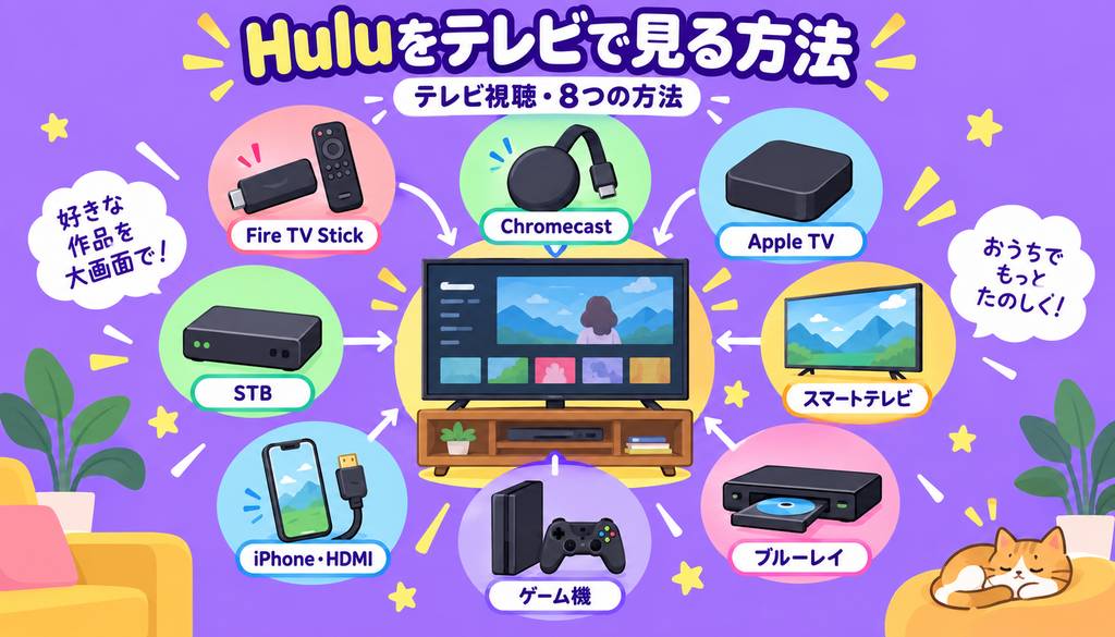 Huluをテレビで見る8つの方法をデバイス別に解説