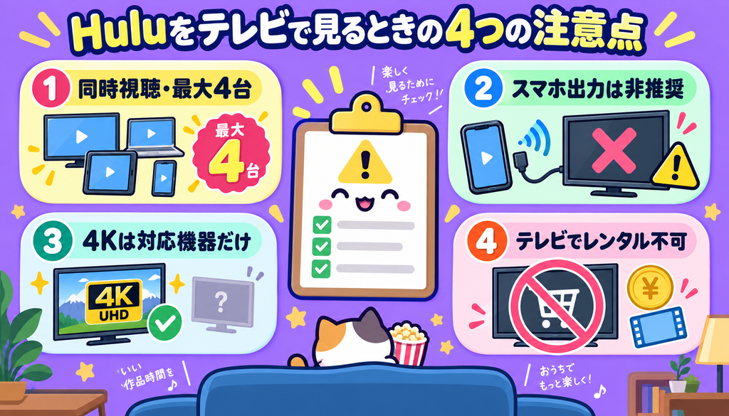 Huluをテレビで見るときの4つの注意点