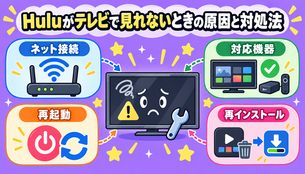 Huluがテレビで見れないときの原因と対処法を解説